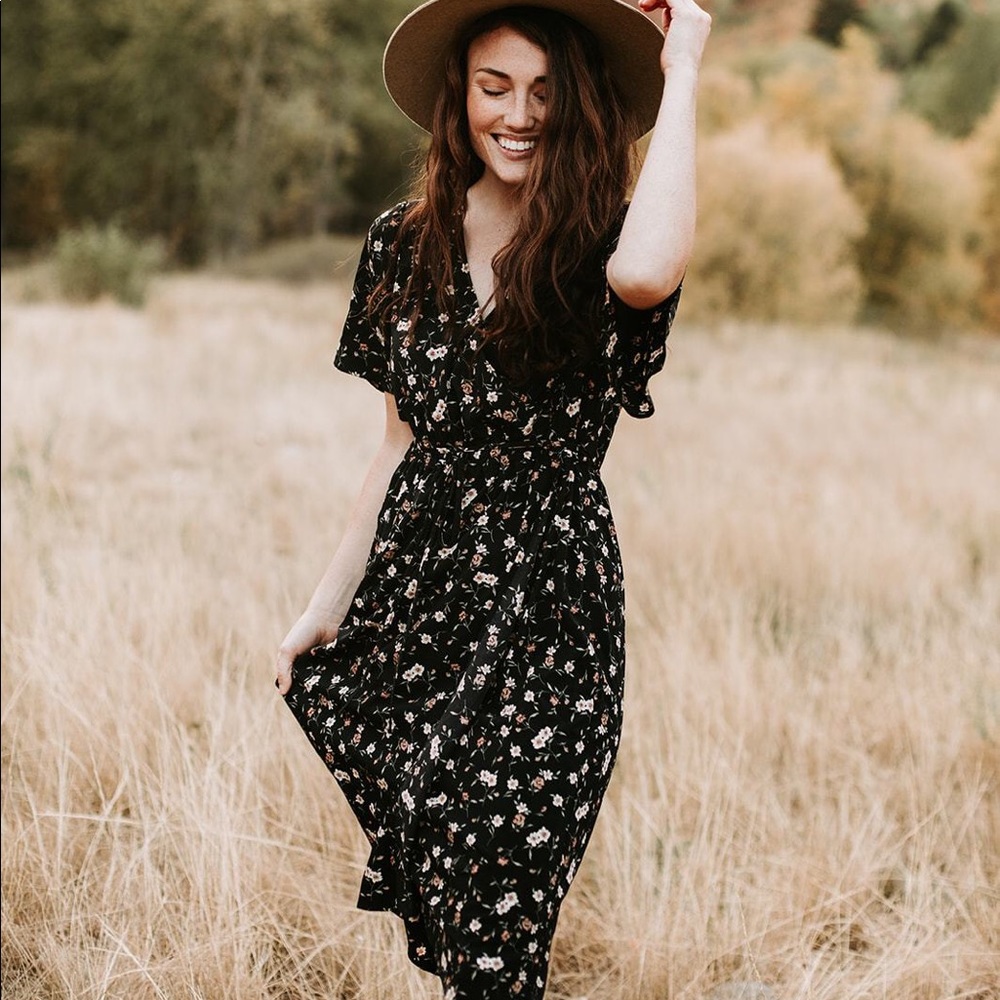 Piper & Scoot Black Floral Dress
